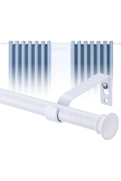 Whimlets Expandable Metal Curtain Rail with Rings, 76-116 cm, Rail Bar, Diameter 1.6 cm