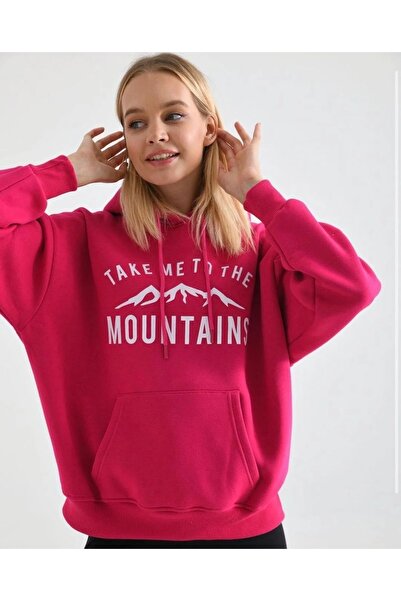 LUSHN Design Plus Size Mountains Printed Oversize Sweatshirt