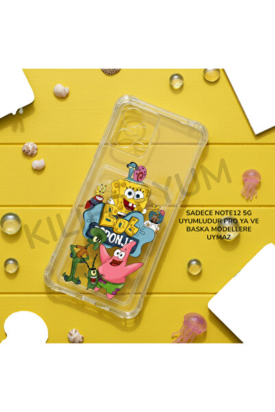 Kılıforyum Xiaomi Redmi Note12 -5G Case Pro Does Not Fit with Card Holder, Camera Protection, Printed Corner Protection, Transparent