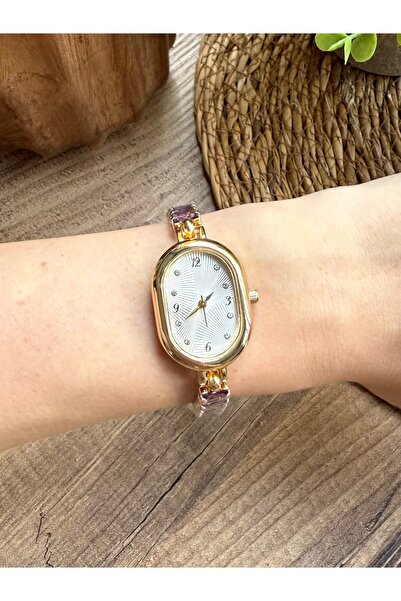 TD TRENDDURAGI Vintage Crystal Cut Stone Purple Women's Wristwatch