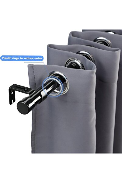 Whimlets Expandable Metal Curtain Rod with Rings, 76 cm, Black Curtain Rod