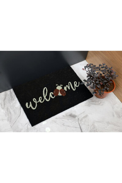 jo&mo Ladybug Welcome Coir Doormat, 40x60cm,Non-Slip, Cute Bug Design Entry Mat