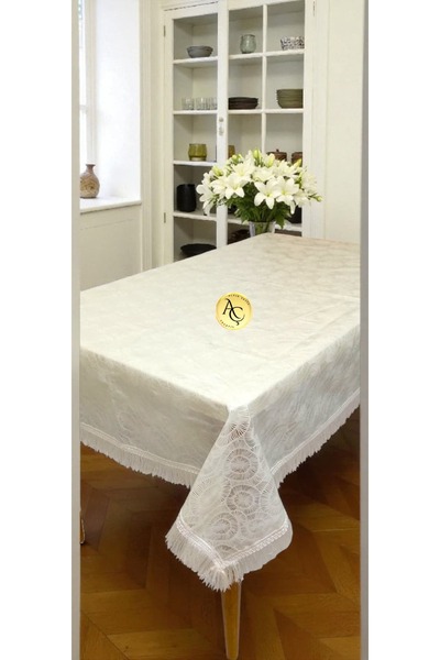 Altın Çeyiz Tekstil Square Tablecloth Seamless Fabric Plastic Modern Pattern Tassel Stain Resistant Round Tablecloth