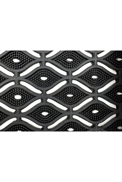 jo&mo Heavy-Duty Black Rubber Doormat, 45x75cm, Superior Water Drainage, All-Weather Outdoor Scraper Mat