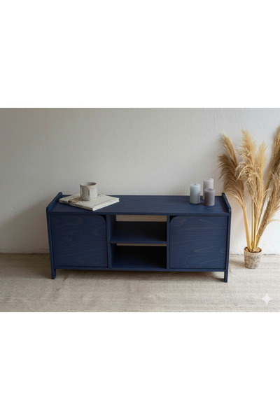 BLAN studio Ahşap TV Ünitesi Televizyon Sehpası 2 Kapaklı 4 Raflı