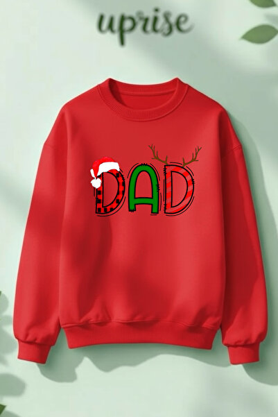 Vordevia سويت شيرت Dad Christmas مطبوع مصنوع من القطن بثلاثة خيوط وياقة دائري...