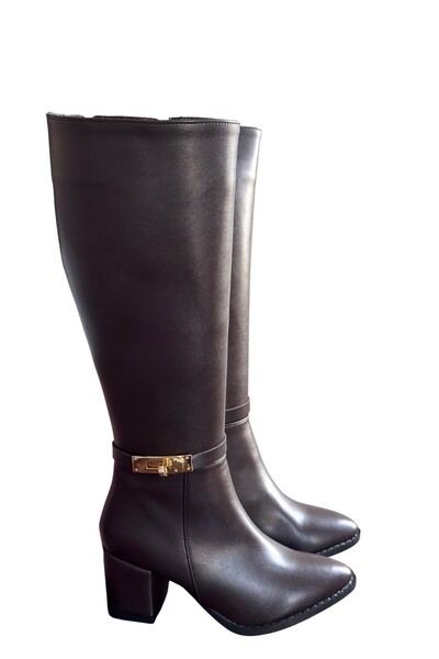 Cream Jeoli Brown Leather Heeled Boots