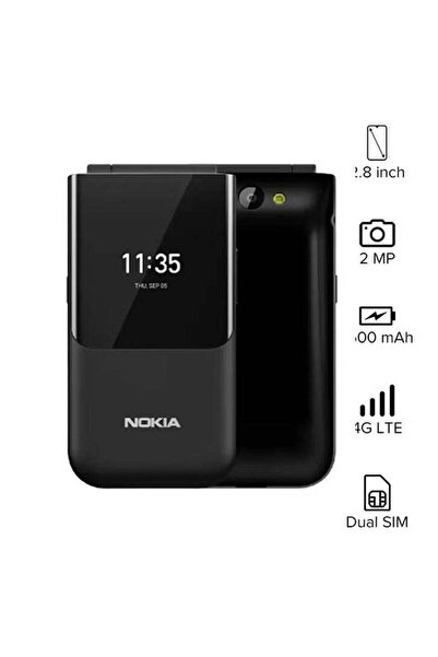 Nokia 2720 Flip Dual SIM Black — 4GB storage, 512MB RAM, 4G LTE