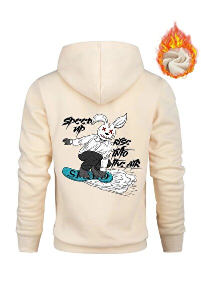 LUSHN سويت شيرت بغطاء للرأس مزود بطباعة خلفية على شكل أرنب لركوب الأمواج، مقا...