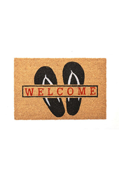 jo&mo Welcome Coir Doormat, 40x60cm, Non-Slip, Beach House Themed Co-Co Mat for Patio, Pool, or Front Door