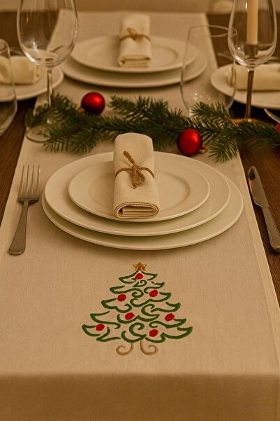 eva grup Nakış İşlemeli Çam Ağacı Runner