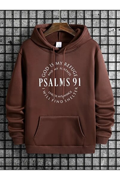 LAYORA K Hooded Sweatshirt for Men - Psalms 91 Verse Pattern