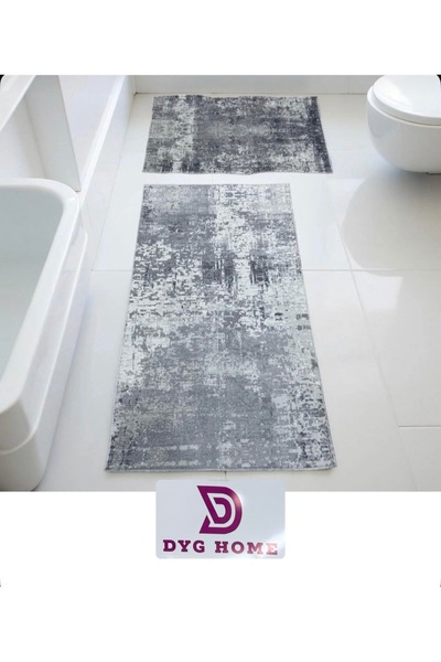dyg home Kaymaz Taban Yıkanabilir 2'li Set Banyo Halısı Banyo Paspası Klozet ...