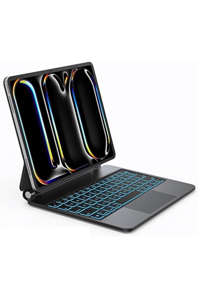 HYX Case with Keyboard for iPad Pro 11 inch (M4) 2024 - 7-Color Backlit Keys, Trackpad, Black