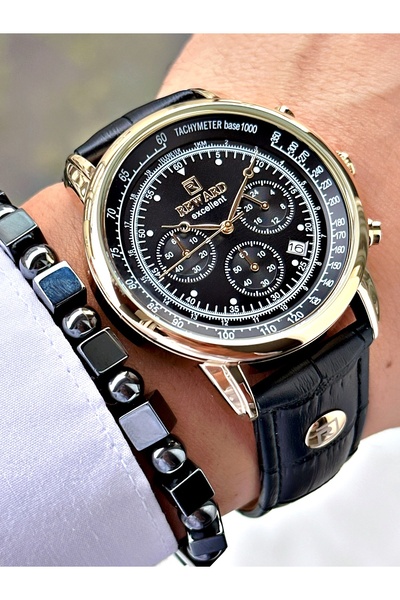 Reward Siyah Deri Kordon Pilli Orjinal Business Kilit Erkek Kol Saati + BİLEK...