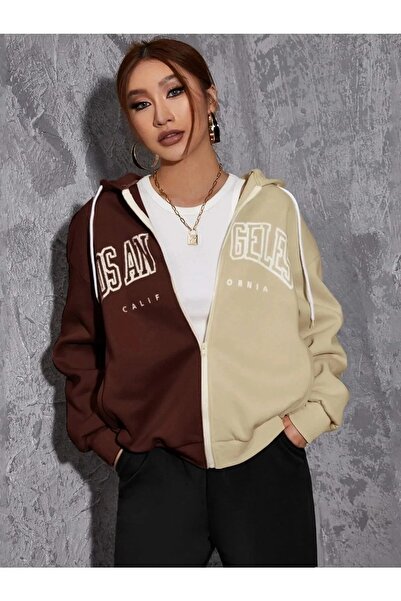 LUSHN Printed Double Color Oversize Jacket Cardigan