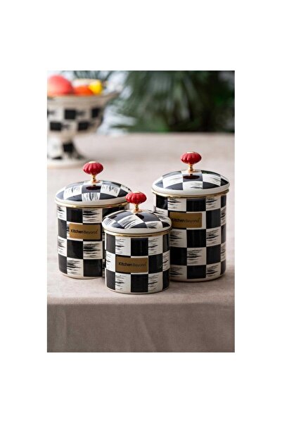 AyrStore Qualita-King Emaye 3 lü Büyük Baharat Takımı Dama Dekor XAP-22-0231/6