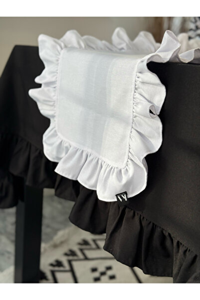 KaiAtelier Runner cu volane alb din in maro maro 50x150cm