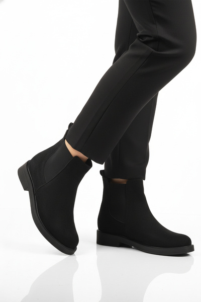 Aspor Black Suede Fleece Women's Chelsea Boots