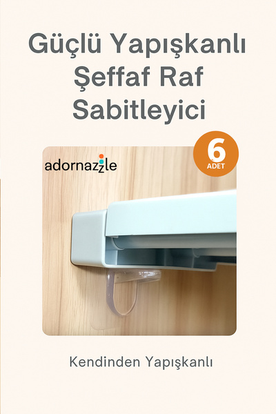 adornazzle Güçlü Yapışkanlı Şeffaf Raf Sabitleyici, Kendinden Yapışkanlı Askı...