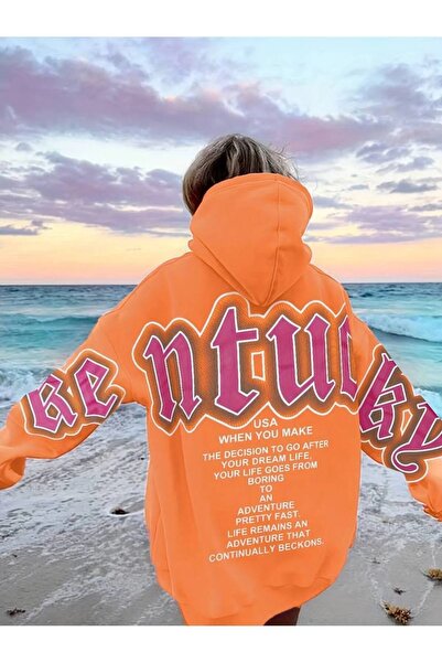 LUSHN مقاس كبير للجنسين عند صنع سويت شيرت بقلنسوة كبير الحجم ومطبوع