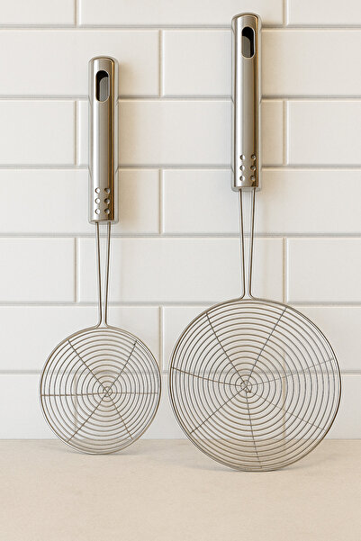 MEYA PİNE Paslanmaz Çelik Patates Kabak Sebze Kızartma Kevgiri, 12+ 16cm Çapı...