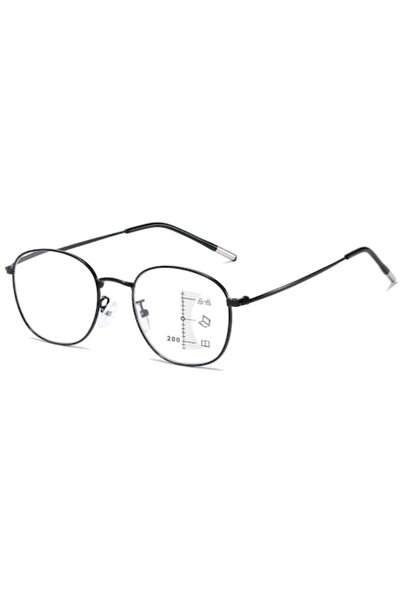 Nicoone KOOSUFA Progressive Multifocal Glasses, Anti-Blue Light, Metal Frame, Unisex, Black, +1.0 to +2.5