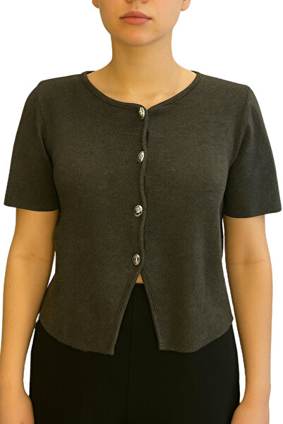 Qualia Butik Women's Short Sleeve Knitwear Cardigan