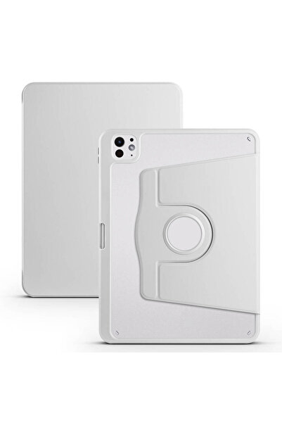 Khayra iPad Pro 11 2025 M5 Case Zore Termik Pen Compartment Rotatable Stand Case - Gray