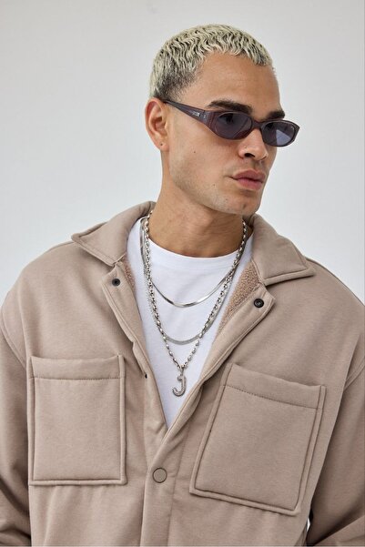 MADZEYMODA Premium Men's Fleece Lined Snap Fastener Beige Jacket Ls-89921