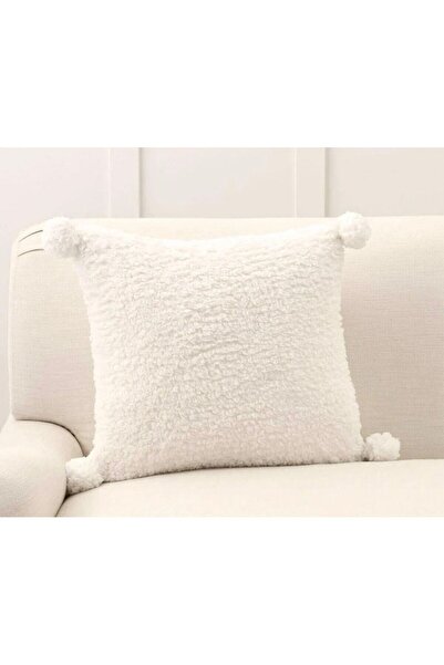 Home Ponponlu krem kırlent kılıfı 45 x 45