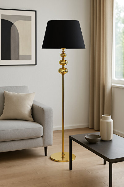 Vinner Plus Lumina Siyah Şapkalı Metal Lambader – Lüks Salon ve Oturma Odası Aydınlatması