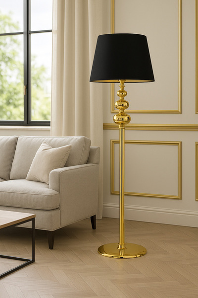 Vinner Plus Lumina Siyah Şapkalı Metal Lambader – Lüks Salon ve Oturma Odası Aydınlatması