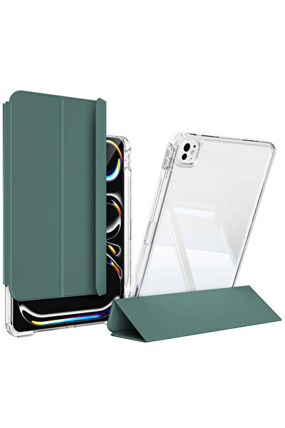 BUTAM BİLİŞİM iPad Pro 11 2025 M5 Case Magnetic Detachable Airbag Zore Sliding Tablet Case - Dark Y