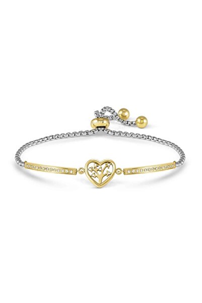 NOMİNATİON Çelik ve kübik zirkonyadan yapılmış MILLELUCI bilezik (RICCO) Kalp içinde hayat ağacı figürlü SILVER