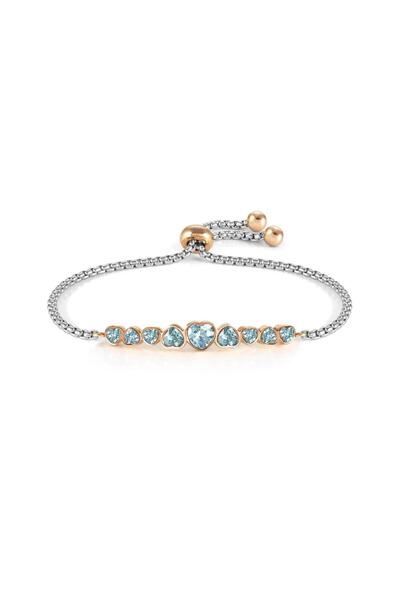 NOMİNATİON Bileklik Paslanmaz Çelik Açık Mavi Kalp Zirkon Taşlı Silver