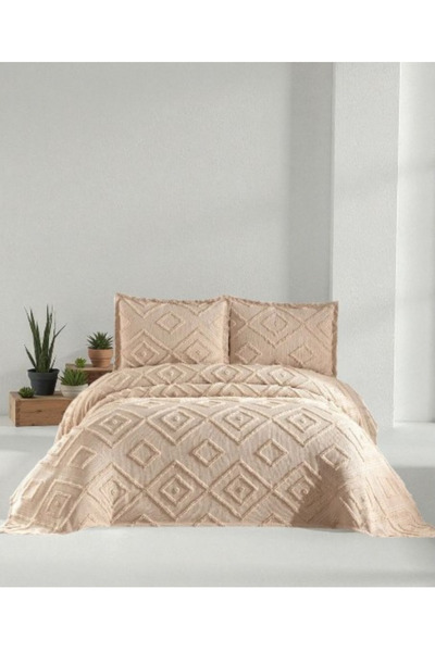 Hızlı Çeyiz Çİft Kişilik 3 Parça İskandinav Yatak Örtüsü Seti-Yatak Örtüsü Ta...