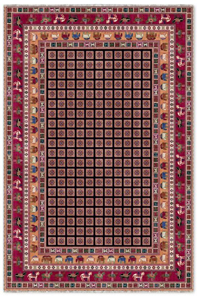 Pastel Home Renkli Pazırık Halısı Tasarım Şönil Halı Kilim Yolluk Kaymaz Yıkanabilir Saçaklı Salon Mutfak