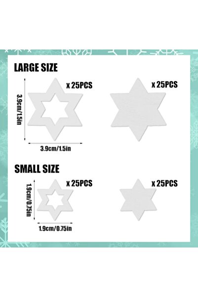 DEECOZY Set of 100 Wooden 5-Point Star Ornaments, Snowflake Christmas Decorations, , 3.9 x 1.9 cm