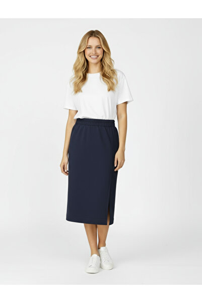LYVEAN Three Thread Midi Y Slit Combed Cotton Skirt