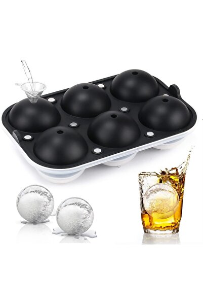 EBA Silicone ice cube tray set, reusable, Eba®, 6 ice balls, 5 cm, Black