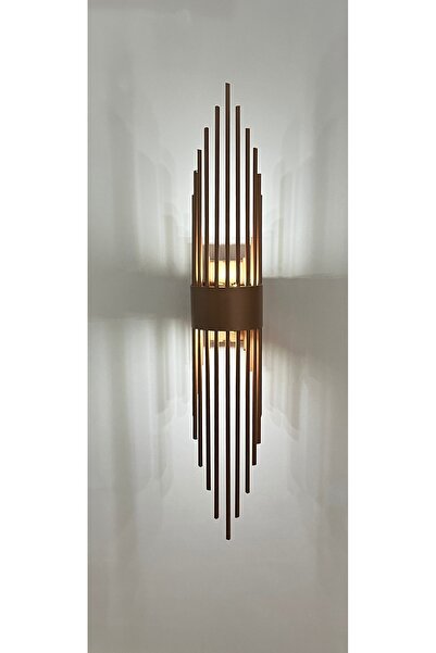 gaziantepavize Mercan Bakır Metal Pilli Aplik Beyaz Işık Ledli Modern Duvar Aplik Duvar Lambası İç Mekan -Tek Adet