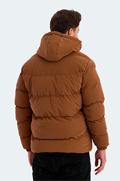 Slazenger Ανδρικό παλτό & μπουφάν HEINER με κουκούλα φουσκωτό καφέ