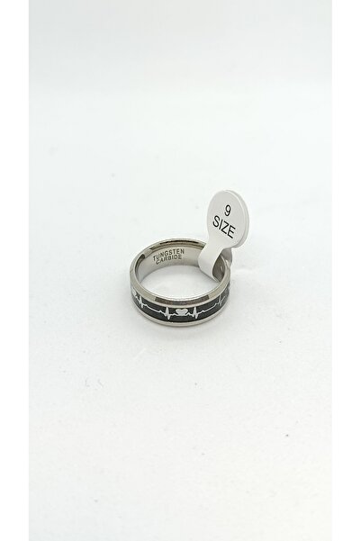 ndjewelry خاتم رجالي من التنجستن بنمط نبضات القلب من Pulse Steel
