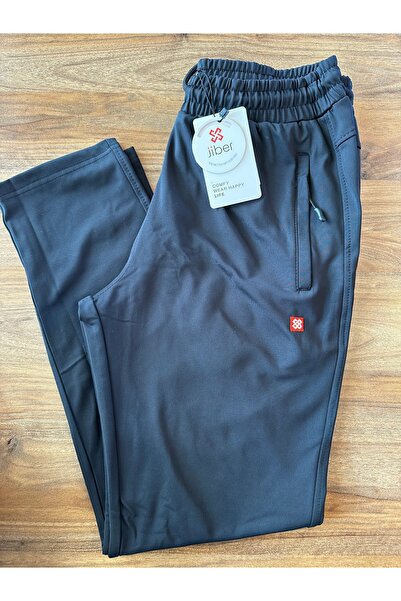 Jiber Men's Winter Diving Fabric Inside Heated Fleece-Lined Comfortable Side Pockets Zippered Sweatpants