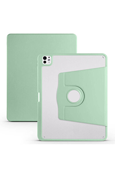BUTAM BİLİŞİM iPad Pro 13 2025 M5 Case Zore Termik with Pen Compartment and Rotatable Stand - Light Green