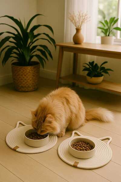 Hediyeninellitonu سجادة قطط من القش مصنوعة يدويًا