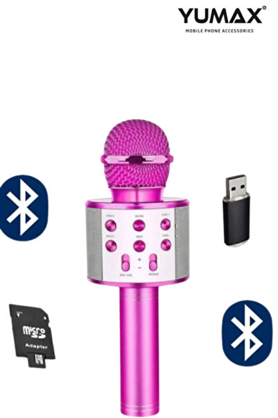 yumax Kablosuz Karaoke Mikrofon – Bluetooth, 60 Desibel Metal Gövde, USB & SD Girişli, 800mAh Pil