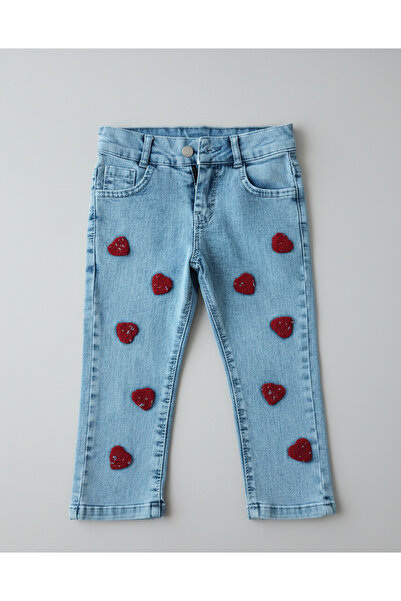 Pampal Kalp Desenli Yelekli Üçlü Takım Kız Çocuk