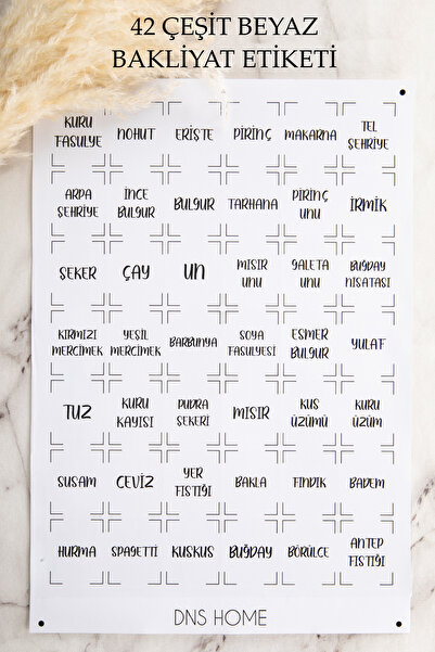 dnshome 42 Çeşit Bakliyat Etiket Seti Suya Dayanıklı Sticker Erzak Etiketi